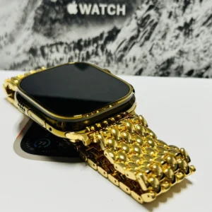 ⌚ Custom Apple Watch Ultra 3 49mm — Gold Anodized Titanium with Gold-Plated Link Band