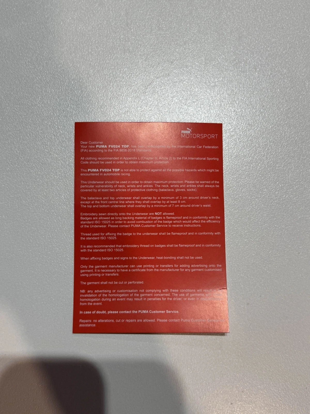 F1 2025 Charles Leclerc Scuderia Ferrari Nomex Undershirt — AUTHENTIC - Image 5